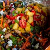 Chopped Salad · Chopped mixed greens, white beans, black beans, shredded carrots, pepita seeds, Oaxacan sals...