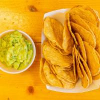 Chips And Guac · Round tortilla chips w/homemade daily fresh guacamole.