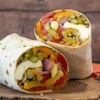 Grilled Veggie Wrap · Marinated grilled veggies, roasted red peppers and fresh mozzarella with homemade balsamic d...