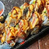 Crazy Roll · Shrimp Tempura, Crab Meat, Avocado, Topped with Spicy Tuna and Eel, Eel Sauce and Spicy Mayo.