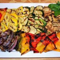 Grilled Vegetables · Eggplant, zucchini, yellow squash and roasted red pepper.