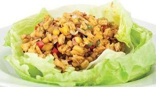 Chicken With Lettuce Wrap · Pine nuts, garlic, jicama, onion and red pepper.