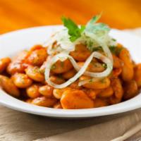 1/2 Gigantes (Lima Beans) Tray · Lima beans in a light tomato sauce, onions and dill.