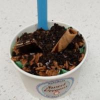 Minty Dream · 142991795 favorite: Mint base with Oreos. Toppings include crushed Oreos, chocolate syrup, A...