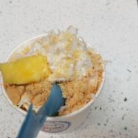 Pineapple 5-0 · 142991795 favorite: Original base with fresh pineapple. Toppings include crumbled shortbread...