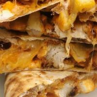Buffalo Chicken Quesadilla · Fried chicken cutlet, melted cheese, pico de gallo and our special buffalo sauce cooked in a...