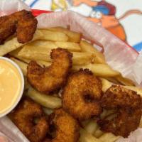 The Fry'D Shrimpy Basket · Fried shrimp and french fries. Served with a side of shrimpy sauce.