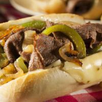 Philly Cheesesteak · With Philly steak and classic cheese.
(Mozzarella, Provolone, Or American Cheese)
Write in t...