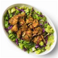Live Fire Salad · Bowl of romaine lettuce, red cabbage, cilantro, zesty lemon yogurt dressing and fresh mint w...
