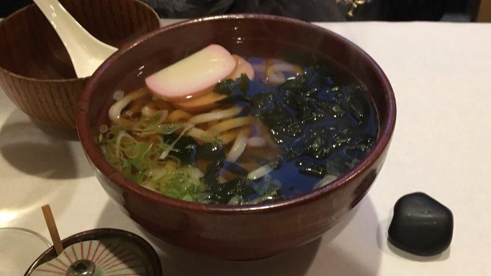 Tempura · Tempura soba. Noodle soup with shrimp and vegetable tempura.