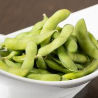 Edamame · Boiled Japanese soybeans lightly salted.