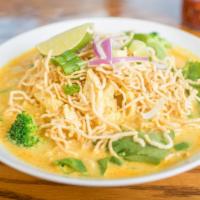 Thai Curry Noodles Soup · Spicy. Noodles with vegetables and coconut milk.