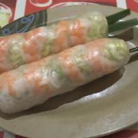 Goi Cuon · 2 summer rolls. Shrimp or vegetarian rice vermicelli summer roll.