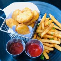 9 Chicken Nuggets · Home made chicken nuggets served with Thai sweet chili sauce, ketchup and french fries.