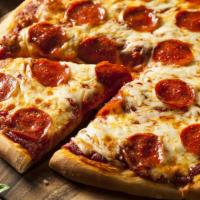 Pepperoni Pizza · Classic fresh baked pepperoni pizza.