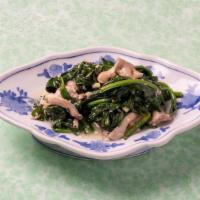 Mushrooms With Spinach 菠菜苹菇 · Oyster mushrooms, spinach