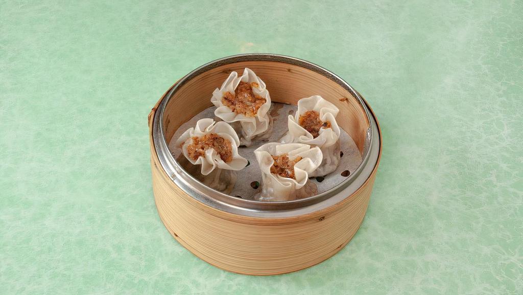 Shanghai Shumai 上海烧卖 (4) · Traditional dumpling with sticky rice, minced ham and minced shiitake mushroom.