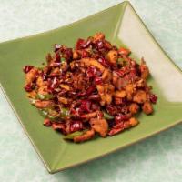 Three Pepper Chicken 三椒煸鸡 · Chicken, cayenne peppers, chili peppers, Sichuan peppercorn