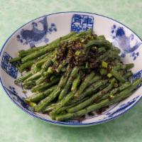 Sautéed String Beans 干煸四季豆 · String beans, fermented mustard greens shoots
