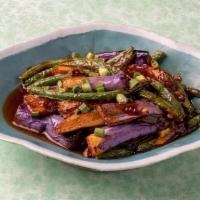 Eggplants And String Beans 四川双素 · String beans, eggplants, oyster sauce