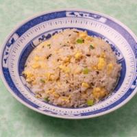 Fried Rice With Mustard Green Shoots 川芽菜炒饭 · Fermented mustard greens shoots, onions, egg