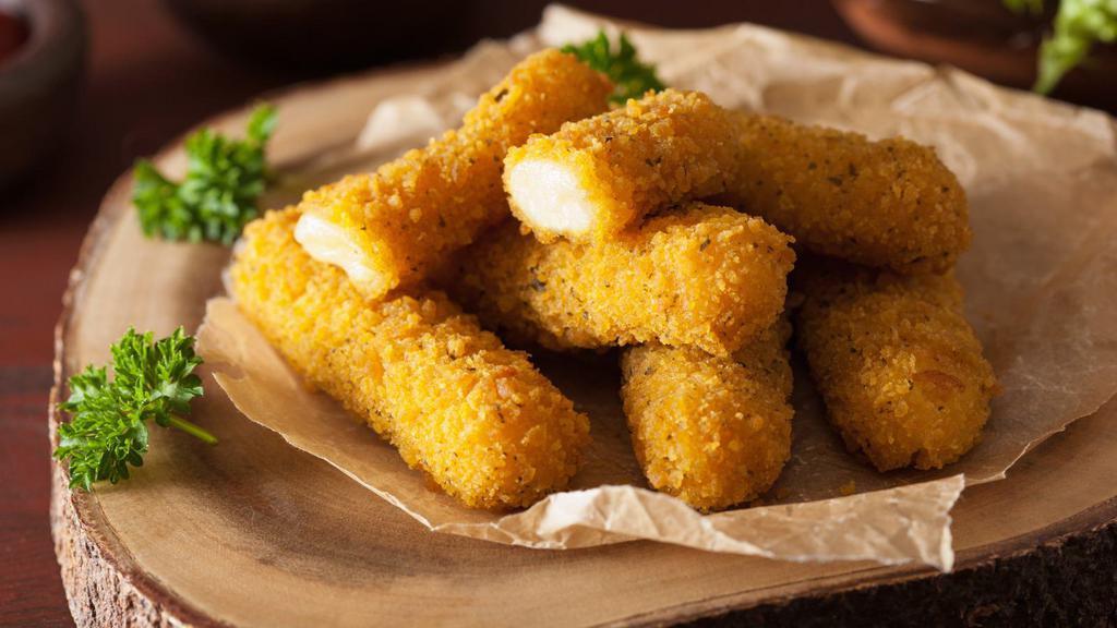Mozzarella Cheese Sticks  · Five pieces of deep-fried, cheese filled sticks.
