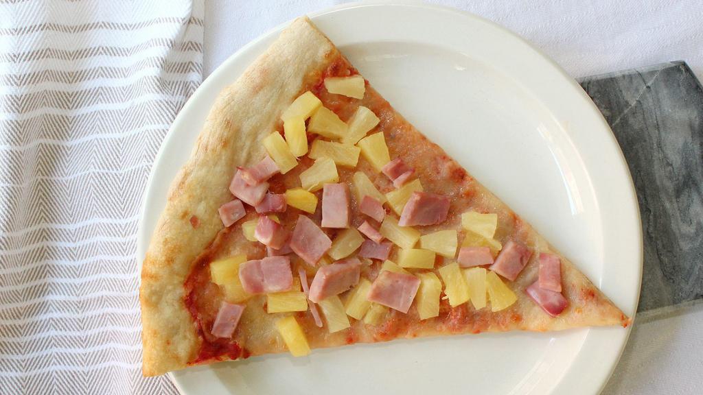 Hawaiian Pizza (8 Slices) · Ham, pineapple, ricotta and mozzarella cheese. No sauce.
