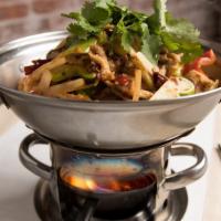 Dry Pot Style · Spicy. Recommended. Served in a sizzling mini wok & cooked in a spicy hot pot sauce with bla...