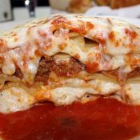Baked Lasagna · Fresh made every day . With angus beef  mozzarella ricotta cheese