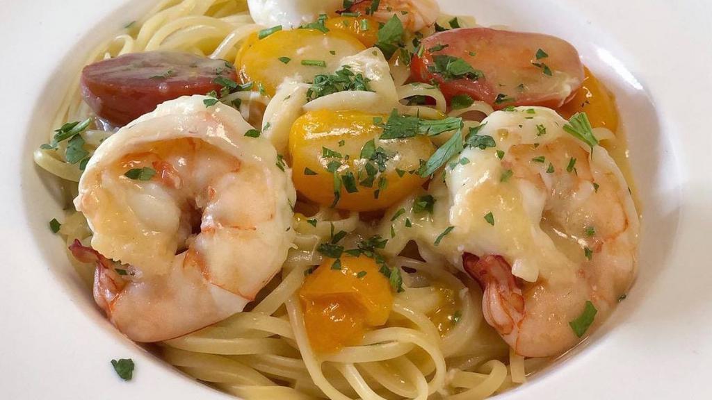 Shrimp Scampi · 5 jumbo shrimp served over linguini pasta