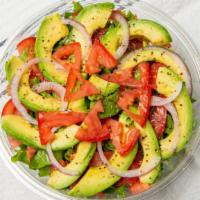 Avocado Salad · Lettuce, avocado, red onions, tomatoes, house dressing