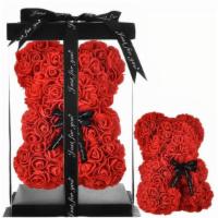 Big Rose Bear  · rose bear in a clear box with a ribbon. 16inchs