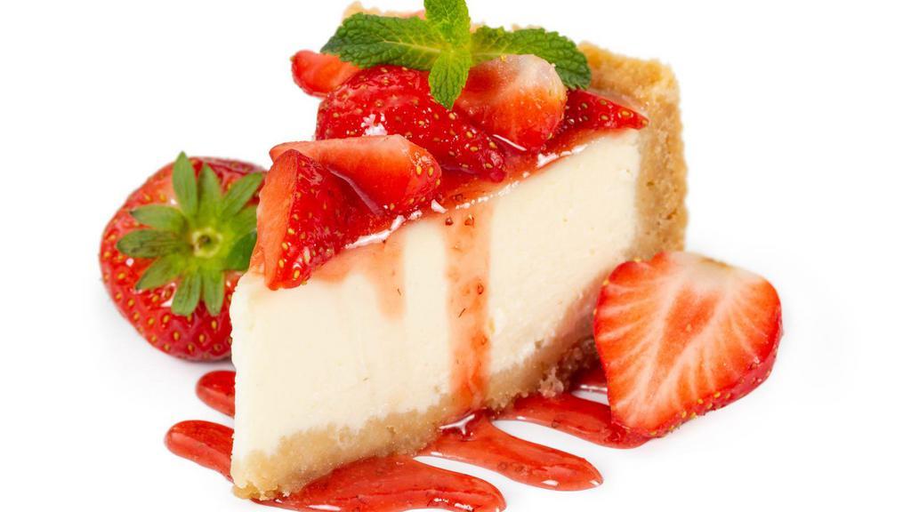 Strawberry Cheesecake · Creamy, rich, NY-style cheesecake with a sweet strawberry topping.