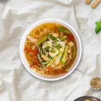 Noodle Doodle Coconut Soup · Rice noodle, carrot, onion, garlic, broccoli, kaffir lime leaf, lemongrass, galangal, Tom Ya...