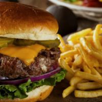 Mike Bison Burger · Lean, mean, protein packed and grass fed burger. Decorated with American cheese, fresh lettu...