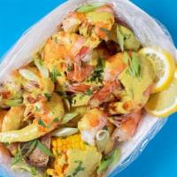 Peppa Shrimp Boil $25.70 · 1 lb. peel + eat spiced shrimp + corn + potatoes + signature sauce