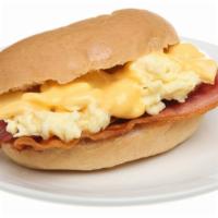 Bacon, Egg & Cheese Sandwich · Crispy bacon strips, scrambled eggs and melted cheese on customer's choice of bread.