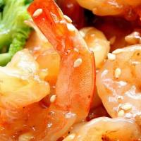 Shrimp Teriyaki · Grilled shrimp with teriyaki sauce.