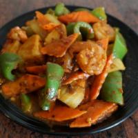 Curry Chicken · Sliced chicken, carrots, green pepper and onion stir-fried in a spicy curry sauce.