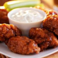 Buffalo Wings · Juicy chicken with celery, carrots, and blue cheese.