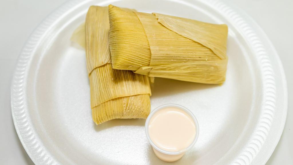 Corn Tamales (3) · corn tamales with sour creme or cheese