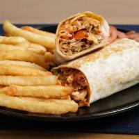 Avocado & Buffalo Chicken Wrap · Marinated grilled chicken, mixed with buffalo sauce, lettuce, tomato, red onions, blue chees...