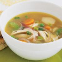 Chicken Noodle Soup · Organic chicken breast, carrots, seasonal vegetables, celery, mushrooms and parsley.