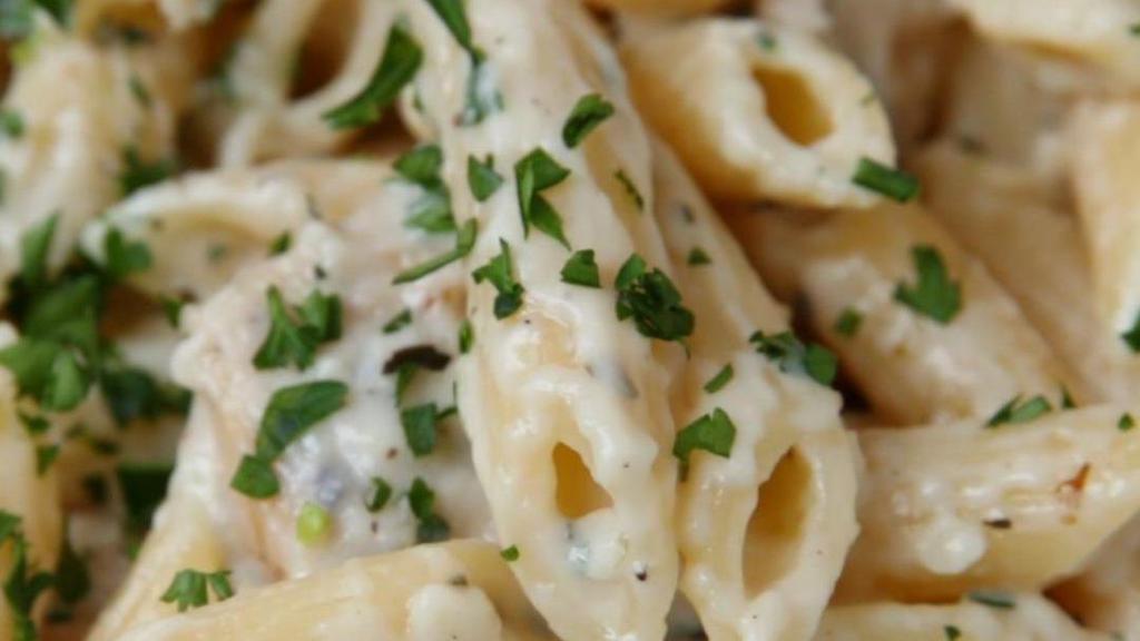 Pasta With White Truffle Sauce · Heavy cream reduction, white truffle oil, 5 months aged Parmesan cheese, parsley. Served with fresh bread, choice of optional protein and vegetable add ons.