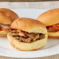 3 Sliders · Chicken Parmesan, meatball Parmesan and eggplant Parmesan, chicken meatball or cheeseburger ...