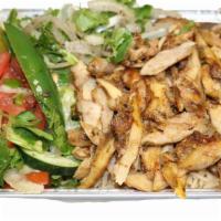 (5)Chicken Shawarma Platter · Served with rice, salad and pickle.