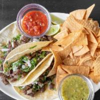 Taco Platter · 3 Tacos of your Choice, Chicken or Steak, on a corn tortilla, with onions, cilantro, & Salsa...