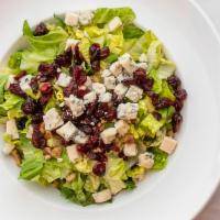 Cranberry Romaine Walnut Salad With Gorgonzola · Romaine, sweet dried cranberries, walnuts, Gorgonzola & our house dressing.