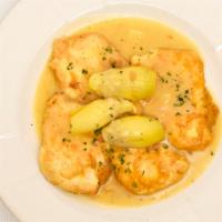 Chicken Francese · Egg washed, sauteed with artichoke hearts in lemon butter Francese