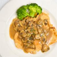 Shrimp & Chicken Marsala · Served with choice of linguine with tomato sauce or house salad.